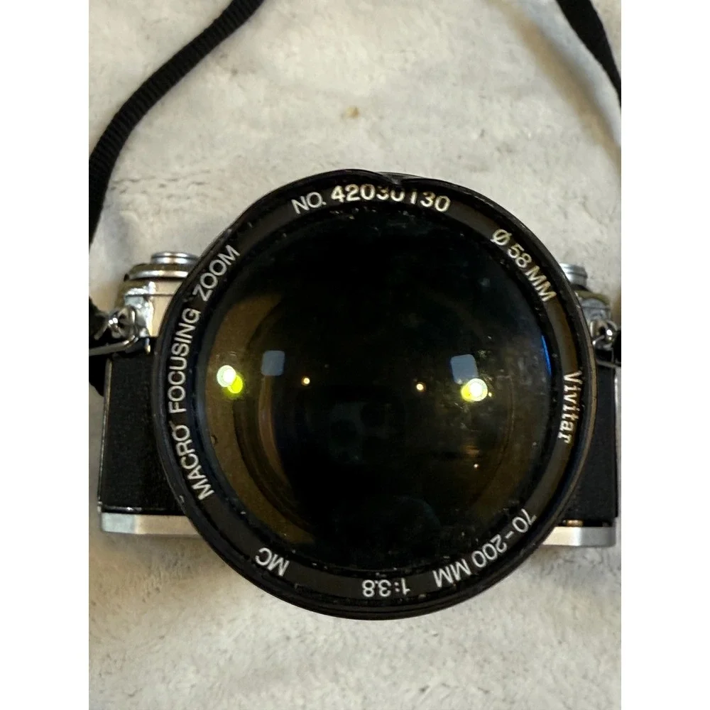 Canon AE-1 35mm SLR Film Camera with Vivitar 70-200mm f3.8 Macro Zoom Lens